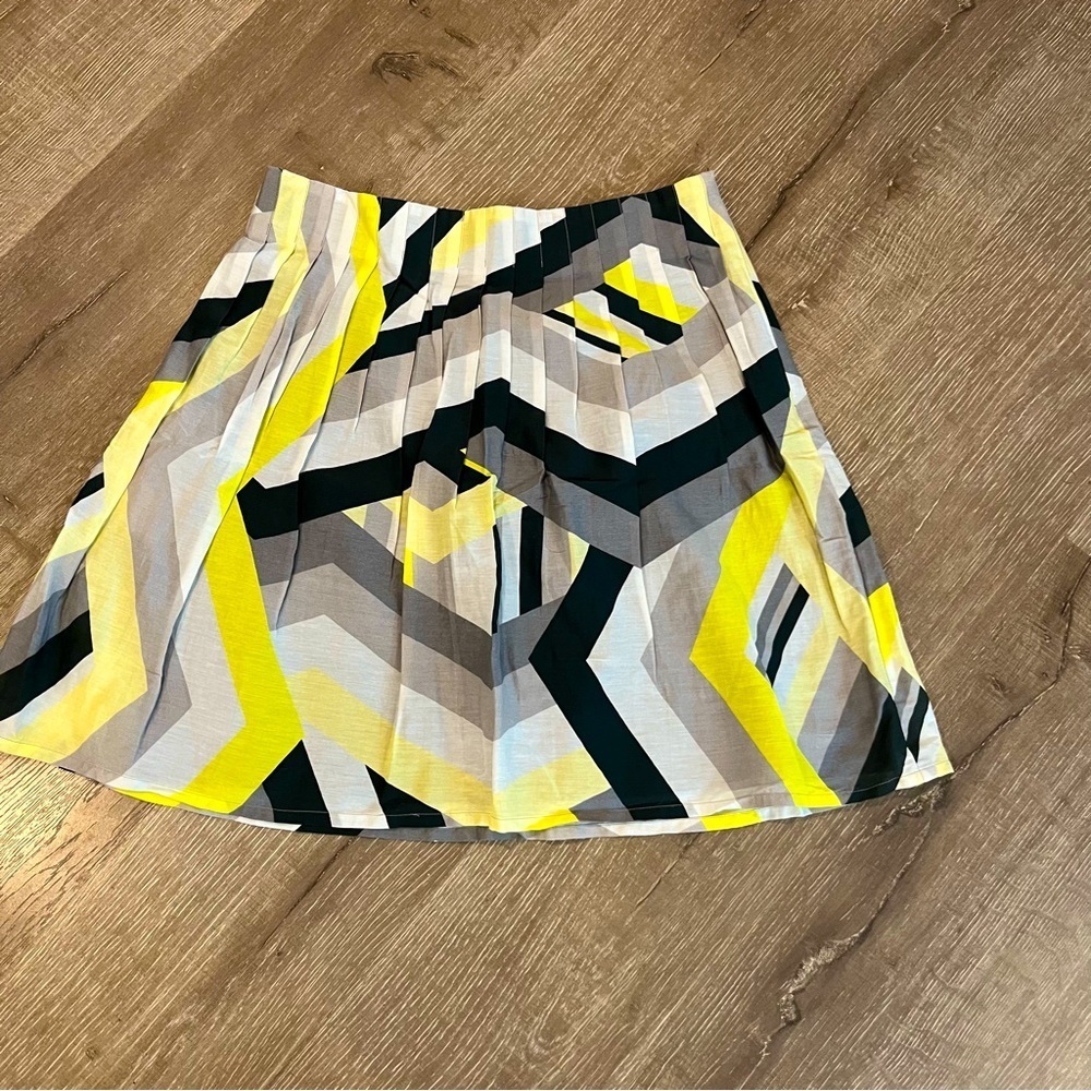 PINK TARTAN preppy pleated Geo checkered silk blend pleated skirt size 6